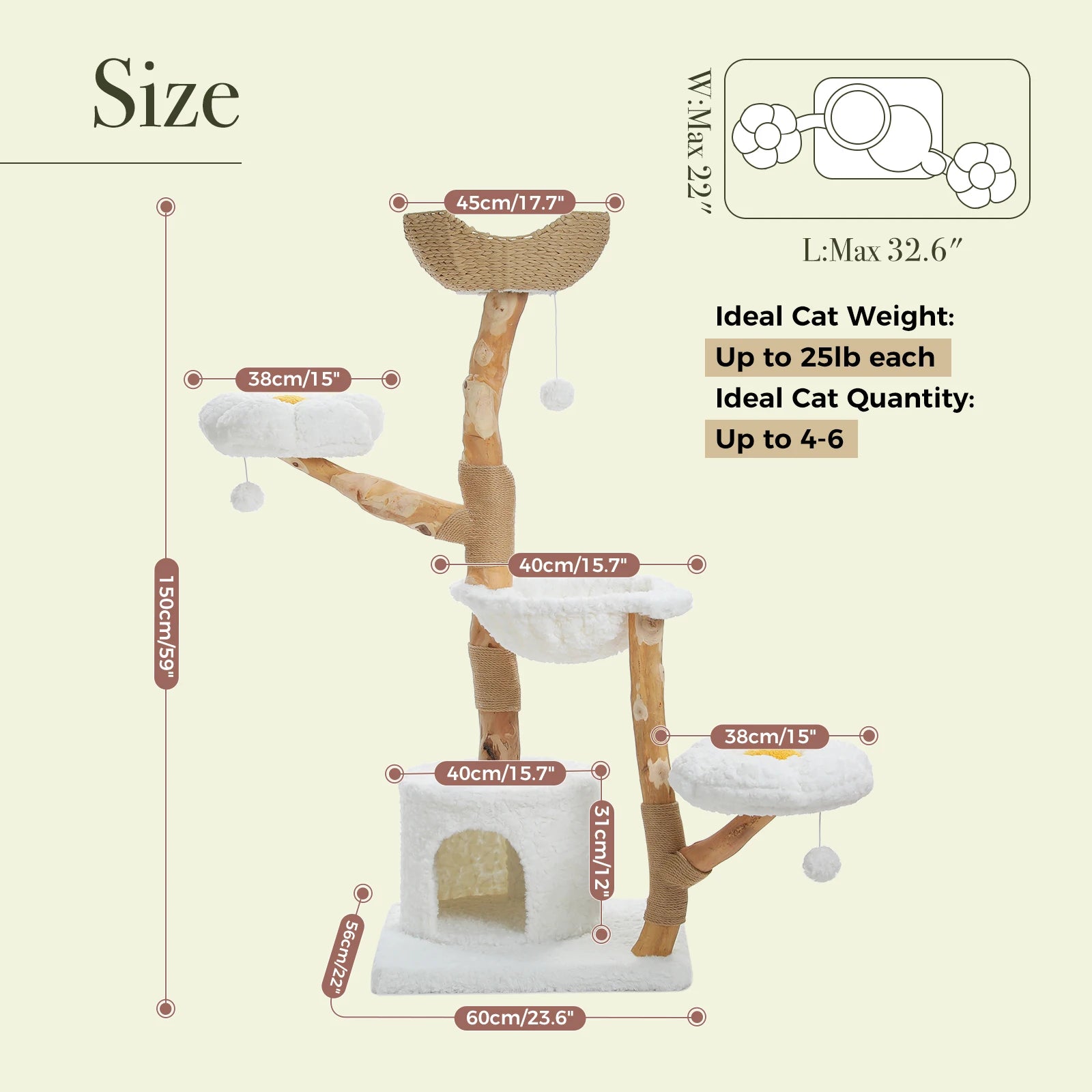 Large Cat Tree Tower W Sisal Scratching Post