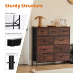 JHK Tall Wardrobe Chest With 9 Drawer