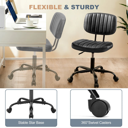 Armless Adjustable Computer Chair With 360° Swivel