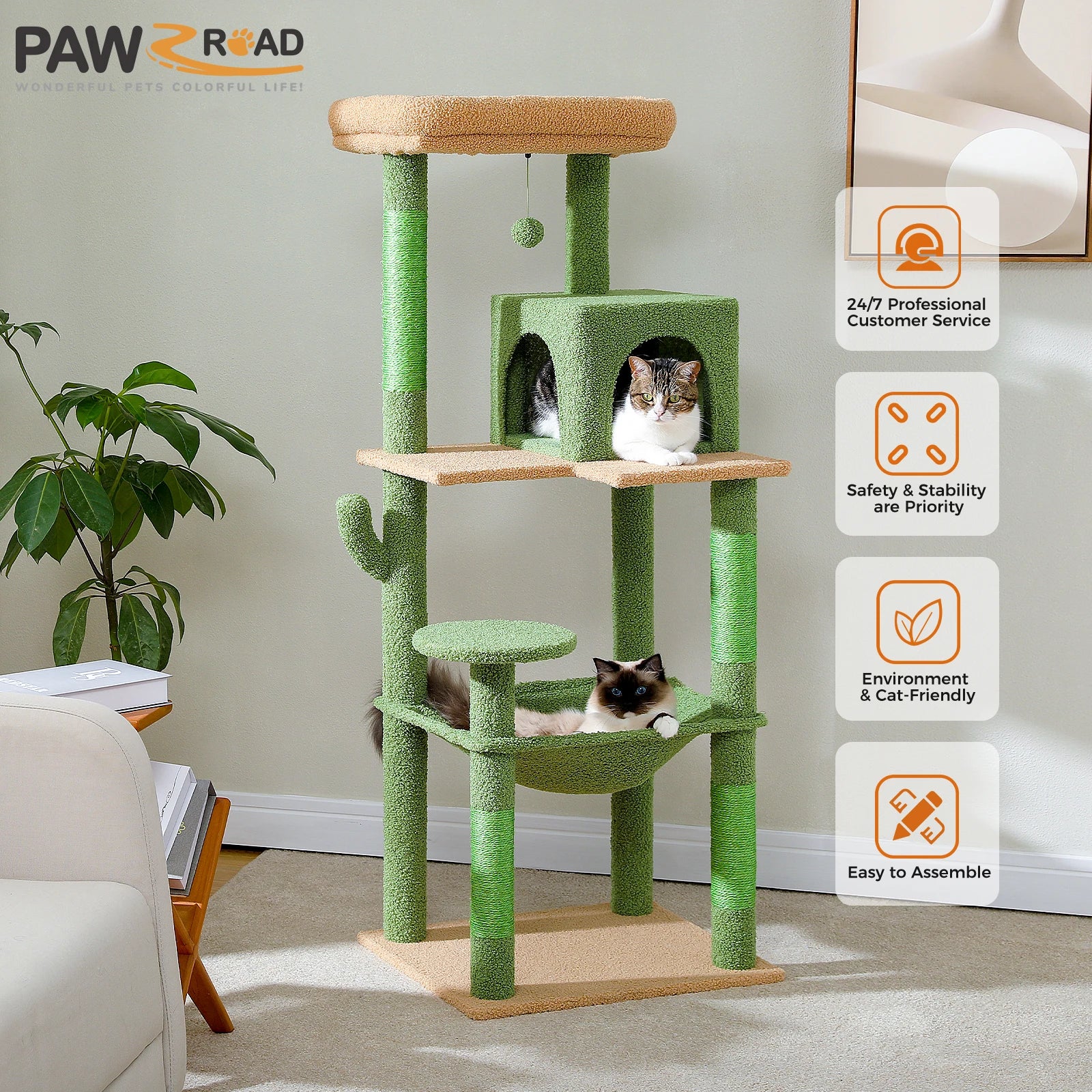 Cactus Cat Tree Tower For Large Cats