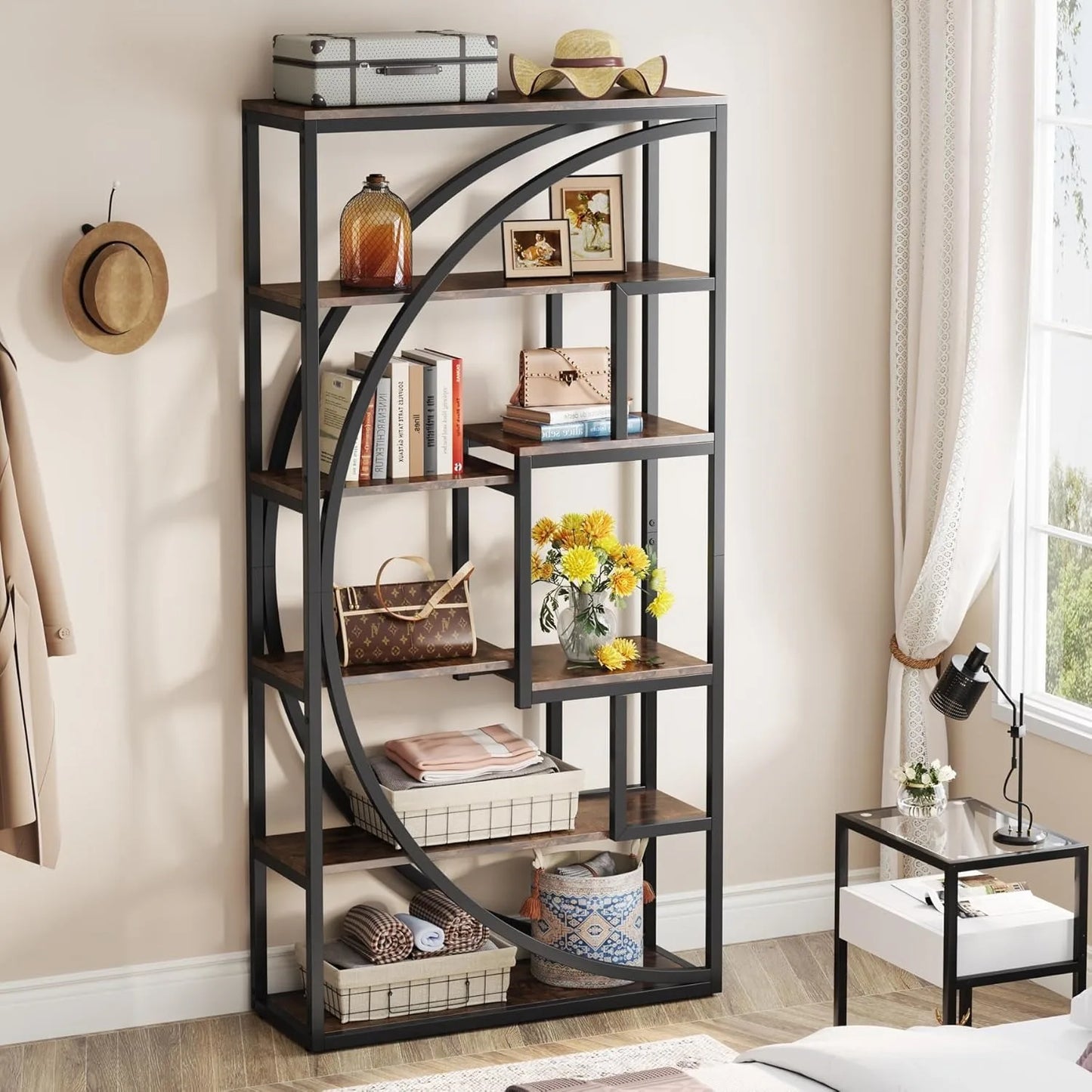 Bookshelf, Industrial 5-Tier Etagere Bookcase