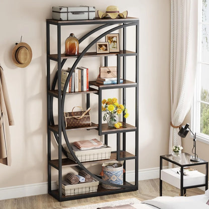 Bookshelf, Industrial 5-Tier Etagere Bookcase