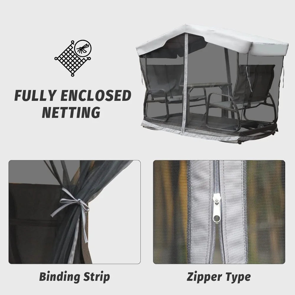 Domi 4-Seat Outdoor Glider Benches With Canopy