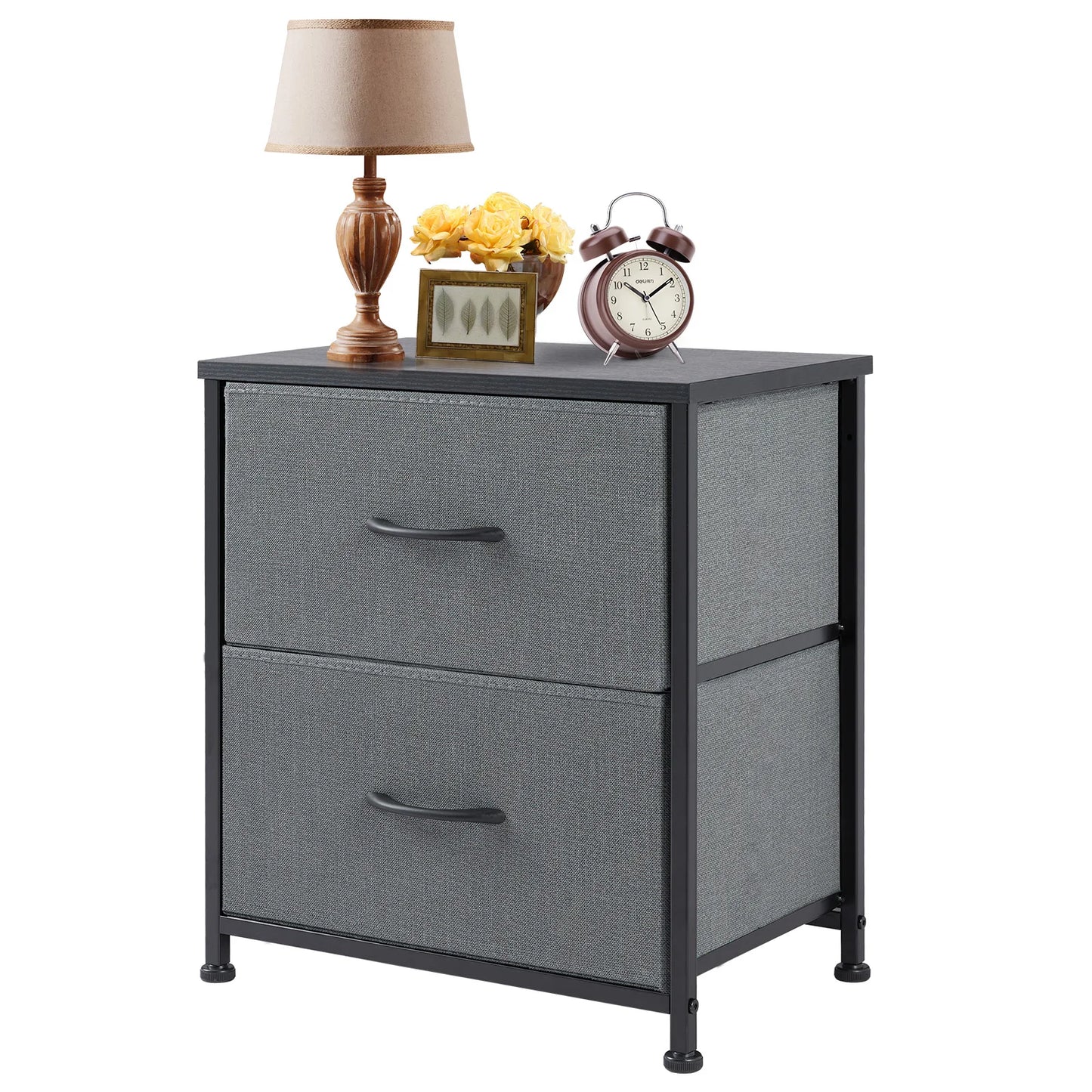 JHK Nightstand 2 Fabric Drawers Cabinet Furniture
