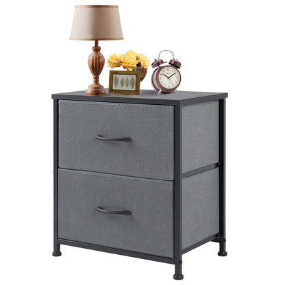 JHK Nightstand 2 Fabric Drawers Cabinet Furniture