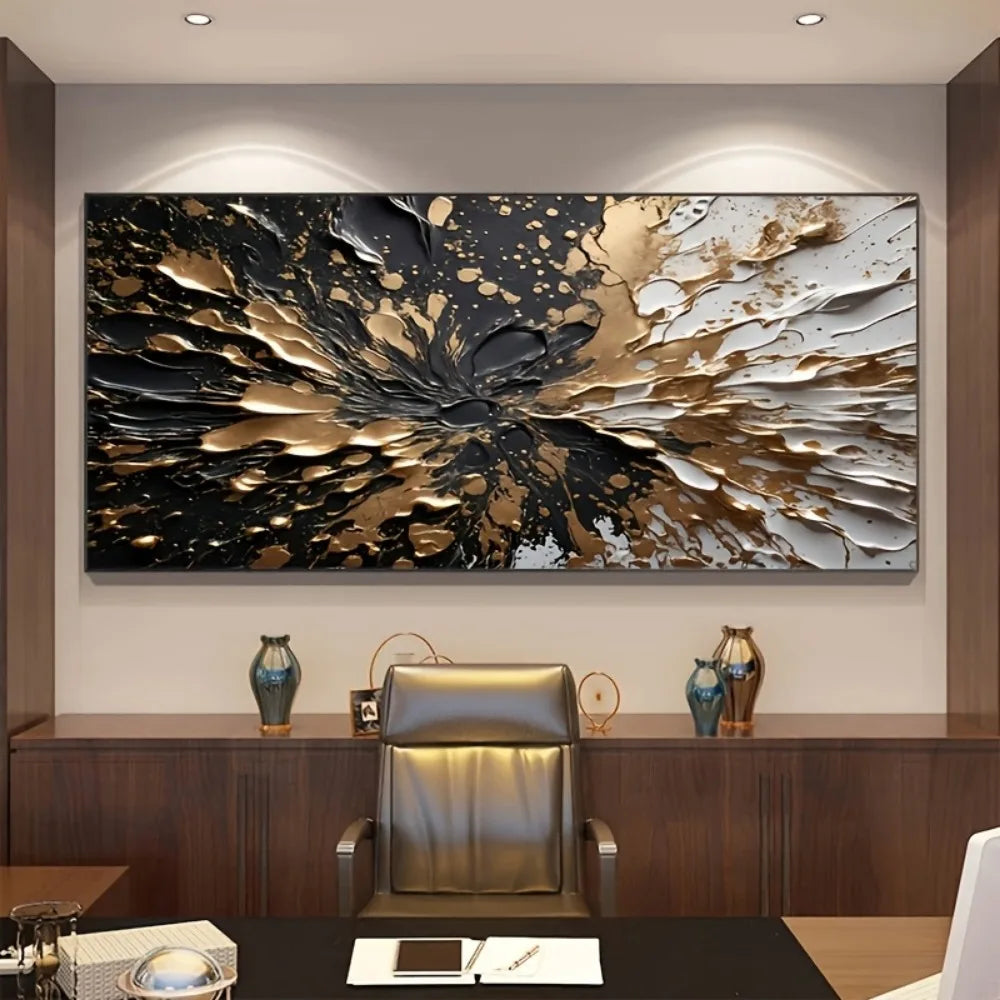 Black Gold Ink Splash Texture Wall Painting