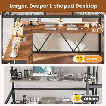 Full Size Loft Bed WDesk Storage Stairs 6 Drawers