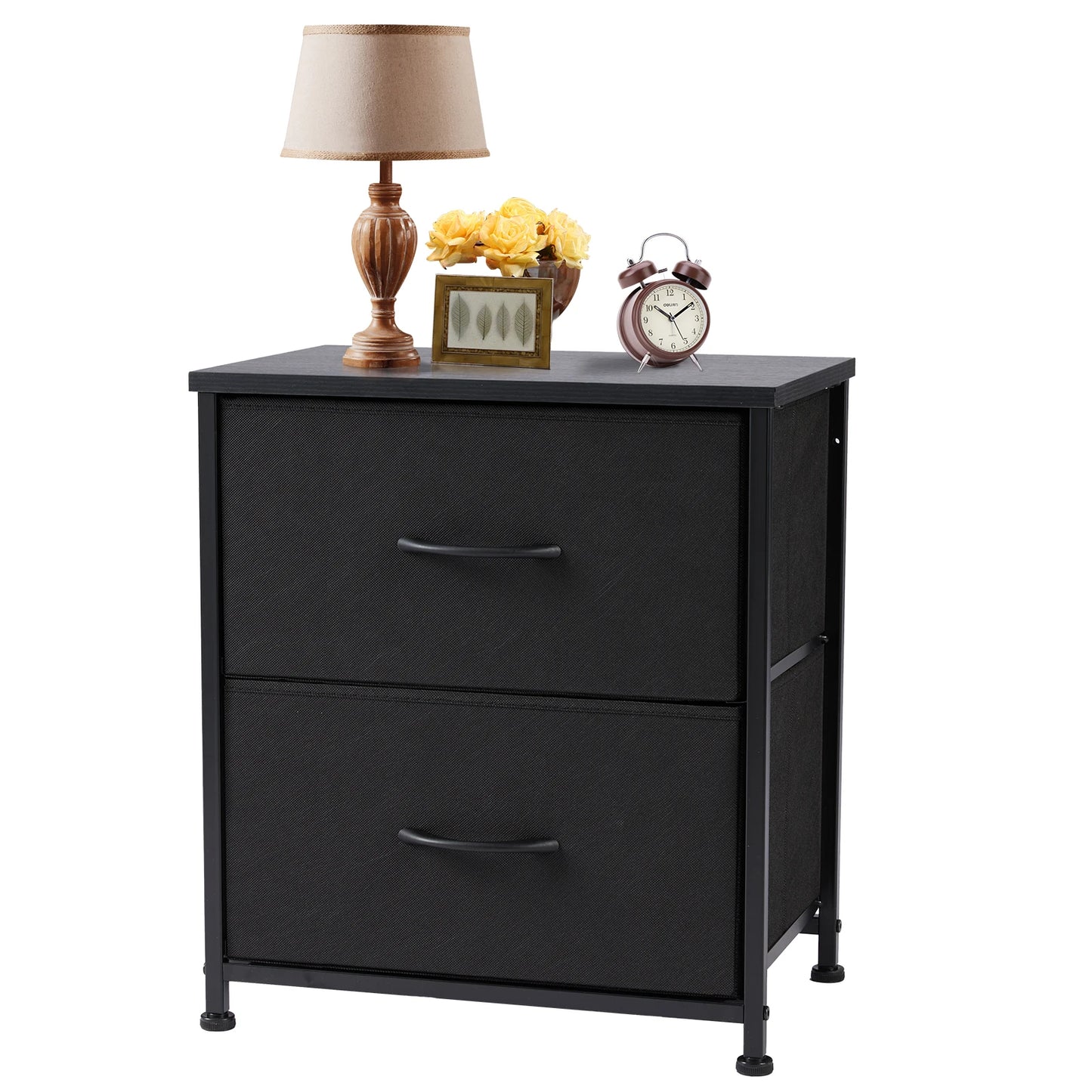 JHK Nightstand 2 Fabric Drawers Cabinet Furniture