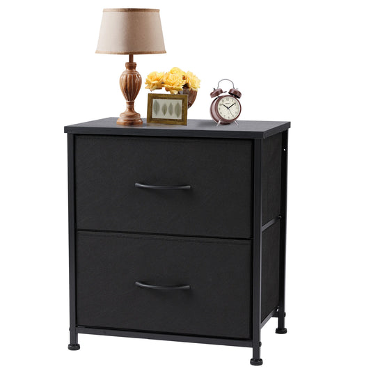 JHK Nightstand 2 Fabric Drawers Cabinet Furniture