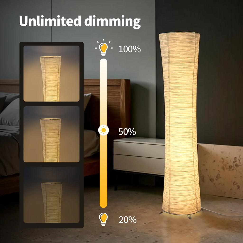 Paper & Chrome-Pleated Standing Lamp W Light Strip