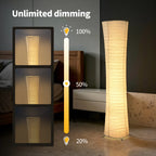 Paper & Chrome-Pleated Standing Lamp W Light Strip