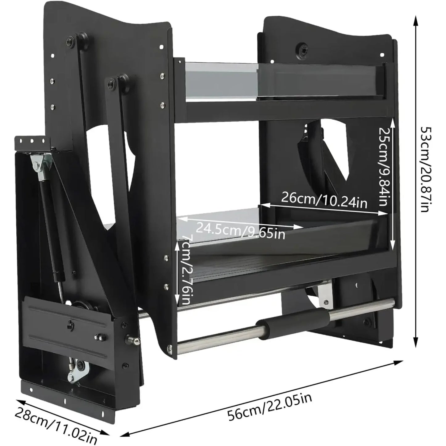 24" Pull Down Cabinet Organizer-2-Tier Drop Down Shelf
