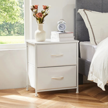 JHK Nightstand 2 Fabric Drawers Cabinet Furniture