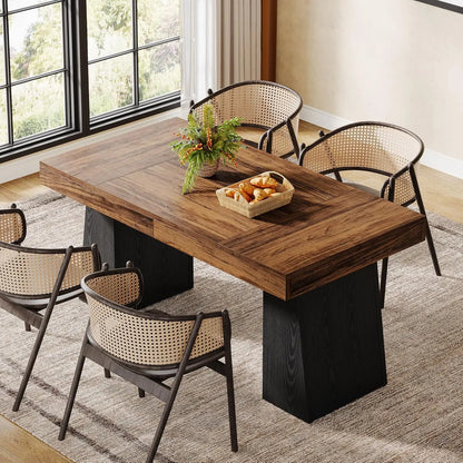 Mid-Century Modern Dining Table With Double Pedestal
