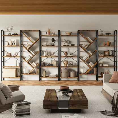 Triple 5 Tier Bookshelf 17 Display Shelves