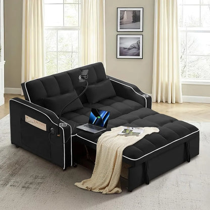 Modern 3-in-1 Convertible Velvet Sleeper Sofa Bed