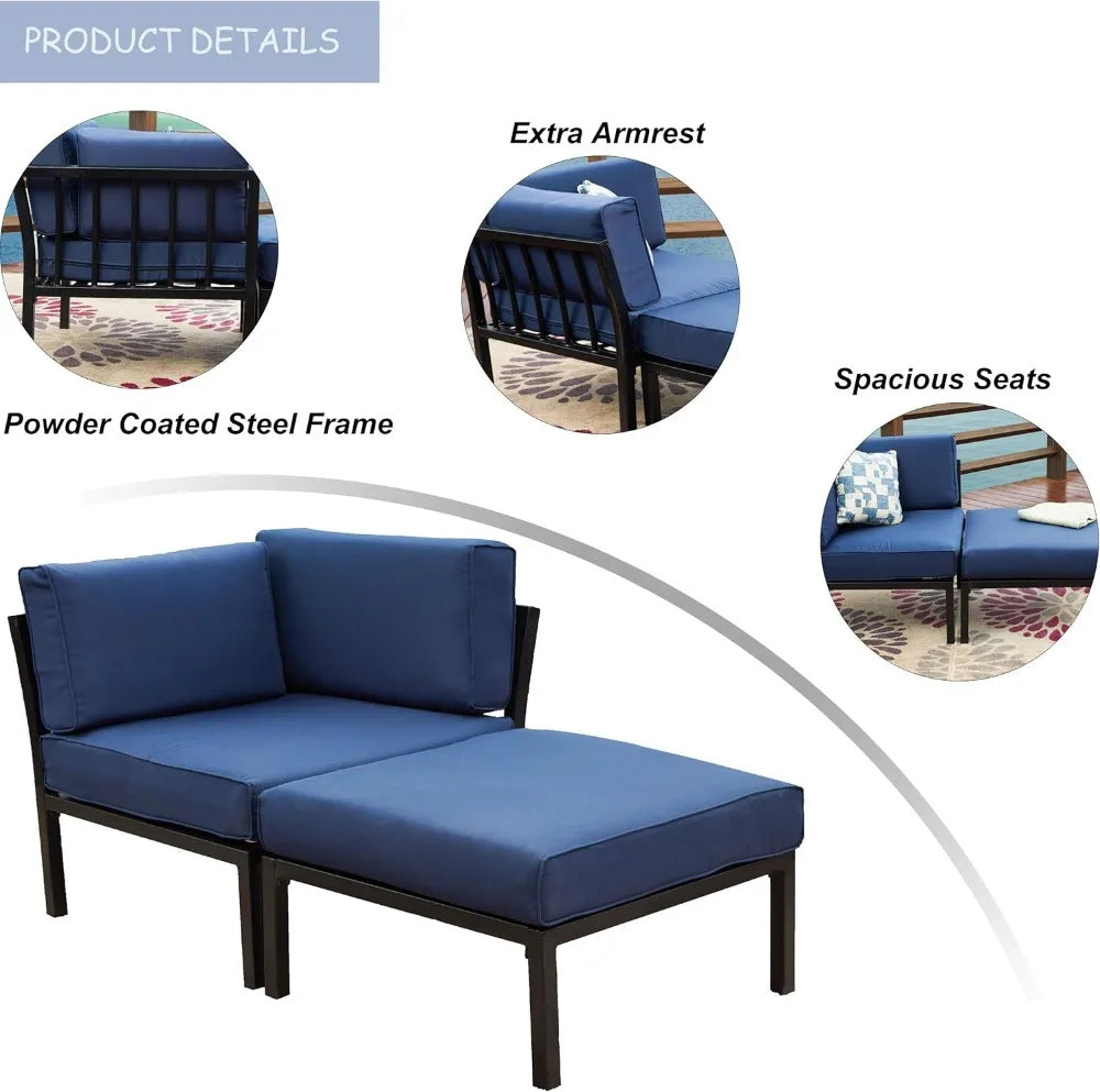 2 Piece Patio Sectional Corner Sofa With Ottoman