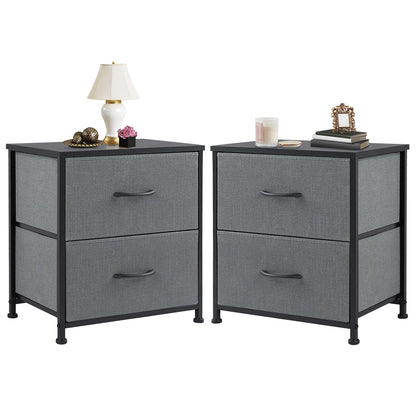 JHK Nightstand 2 Fabric Drawers Cabinet Furniture