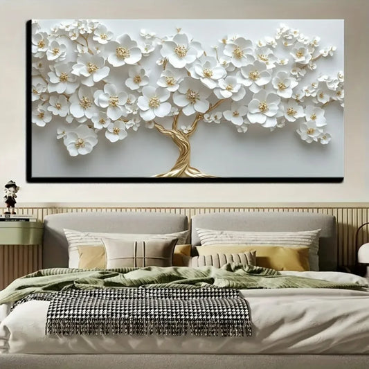 Nordic White Flower Oil Painting On Canvas
