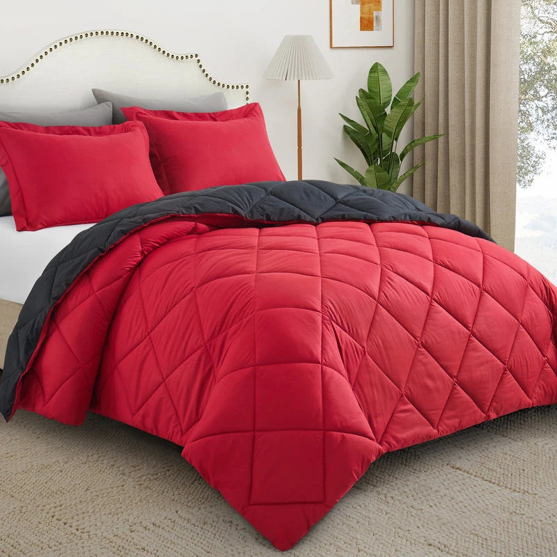 2/3pcs Reversible Queen/King Comforter Set