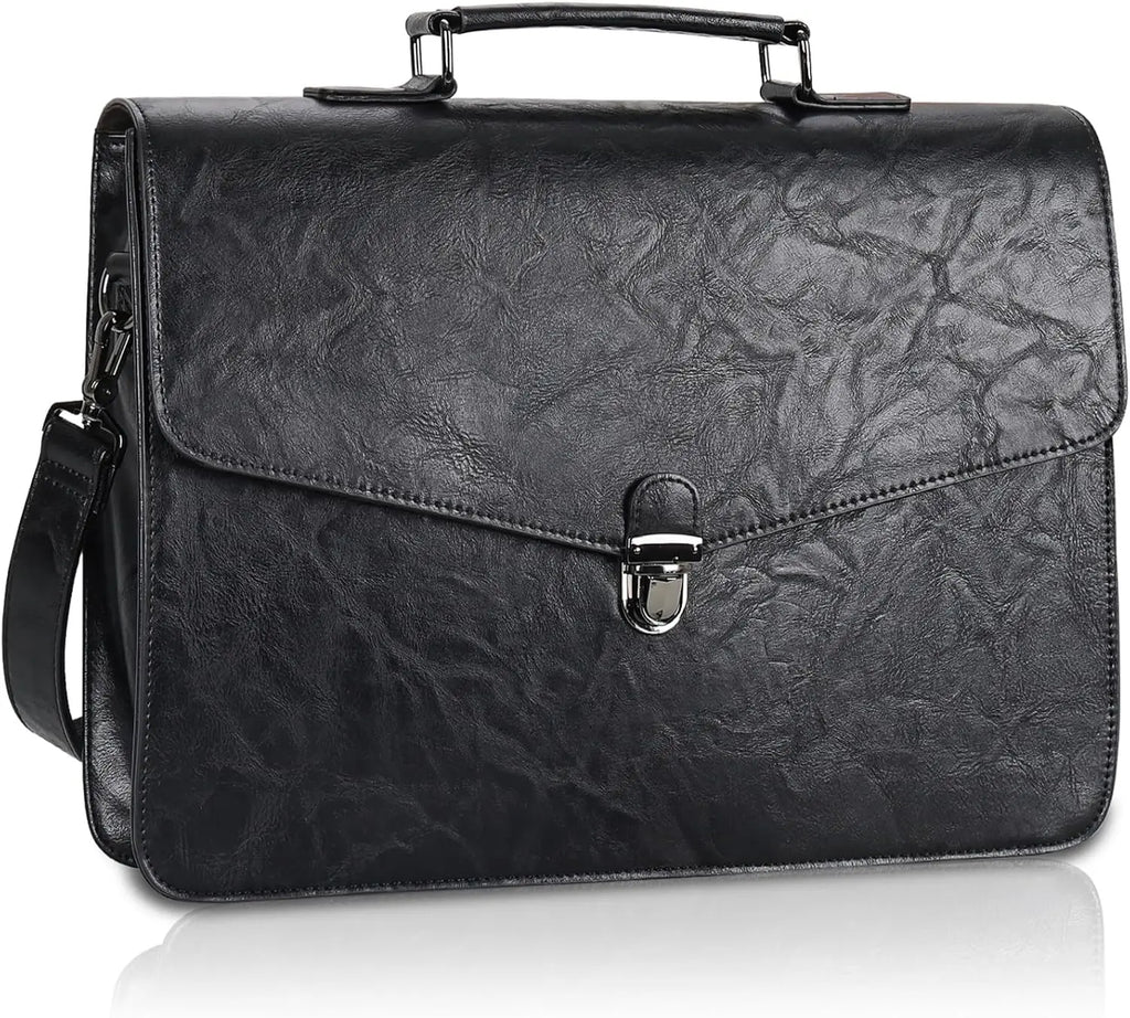 Leather Briefcase 15.6 Inch Laptop Messenger Bag