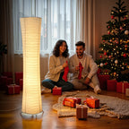 Paper & Chrome-Pleated Standing Lamp W Light Strip