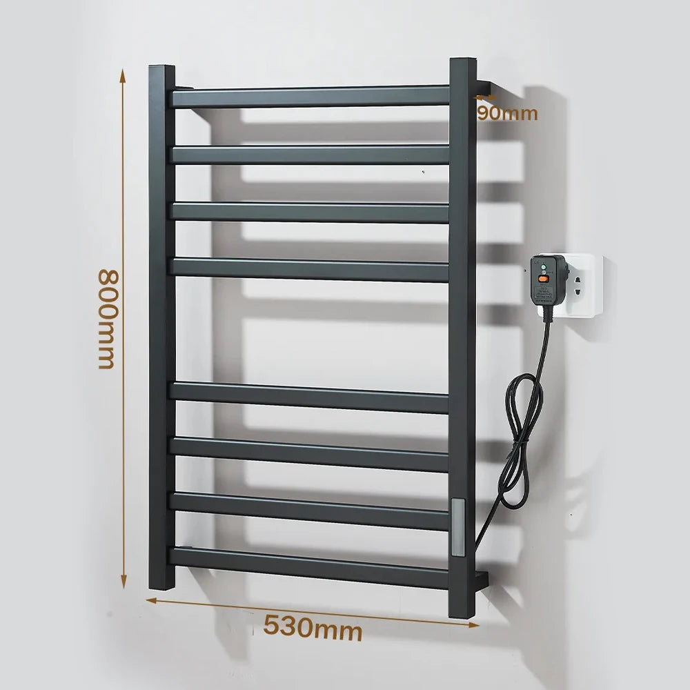 Black Bathroom Electric Heated Towel Rack