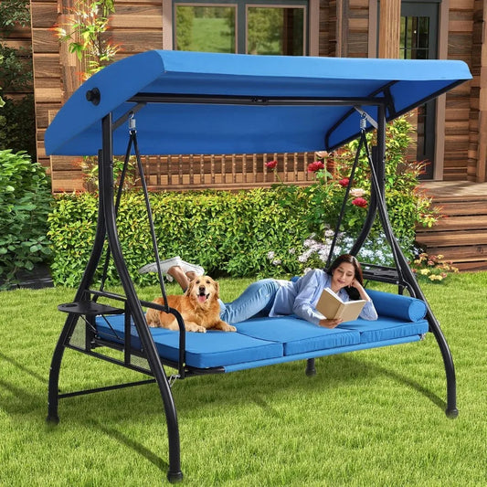 3-in-1 Porch Swing With Adjustable Canopy