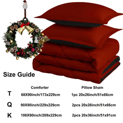 2/3pcs Reversible Queen/King Comforter Set