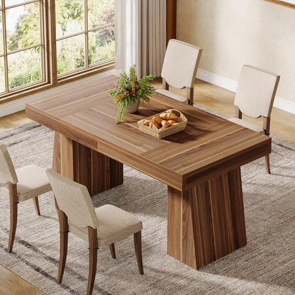Mid-Century Modern Dining Table With Double Pedestal