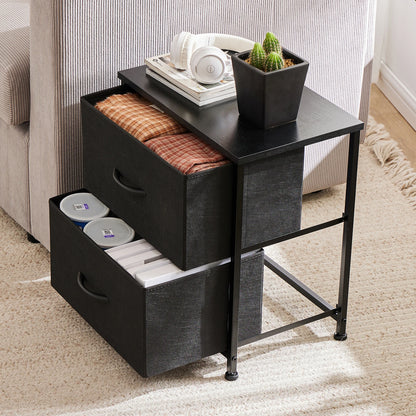 JHK Nightstand 2 Fabric Drawers Cabinet Furniture