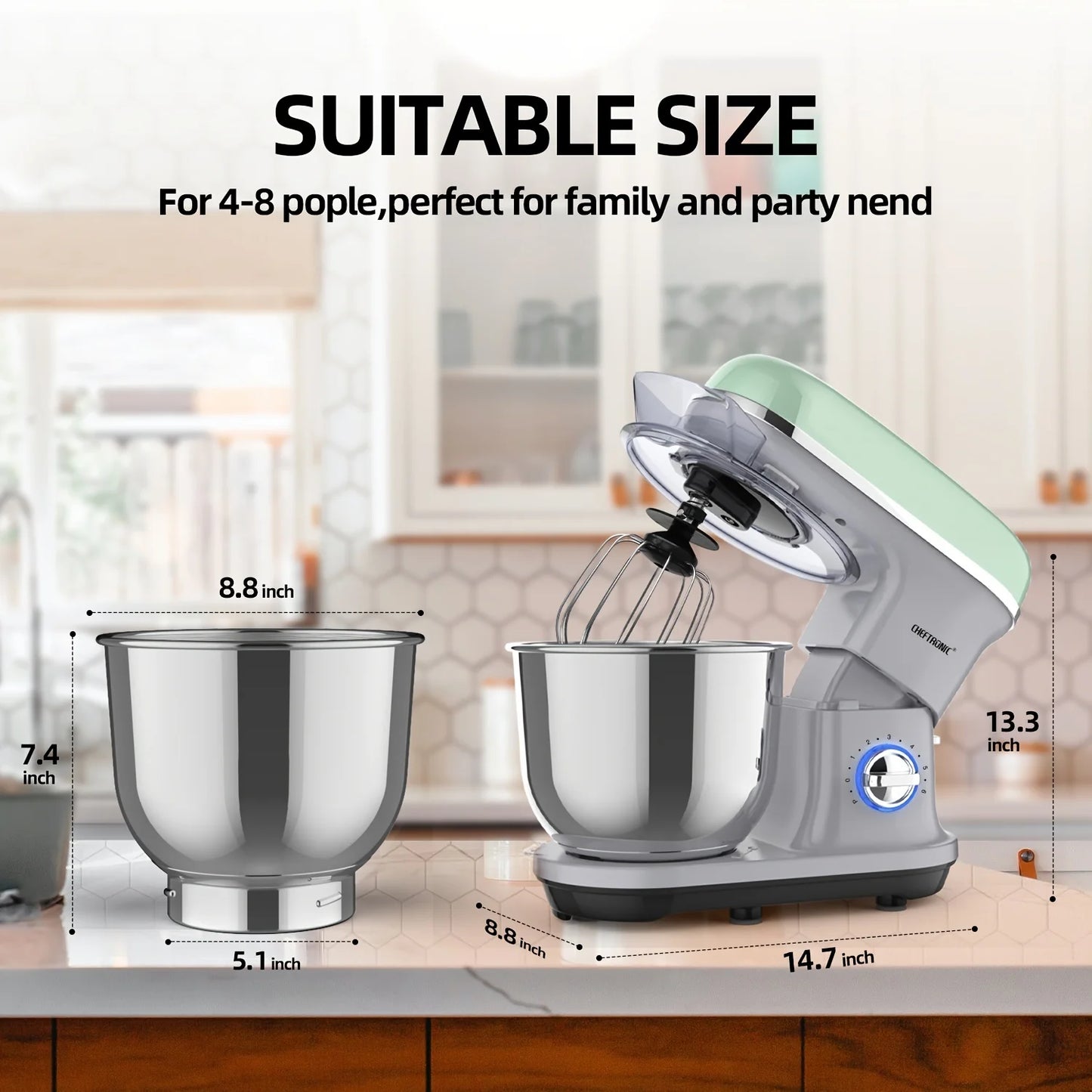 1pc CHEFTRONIC Stand Mixer, 5.5QT Tilt-Head