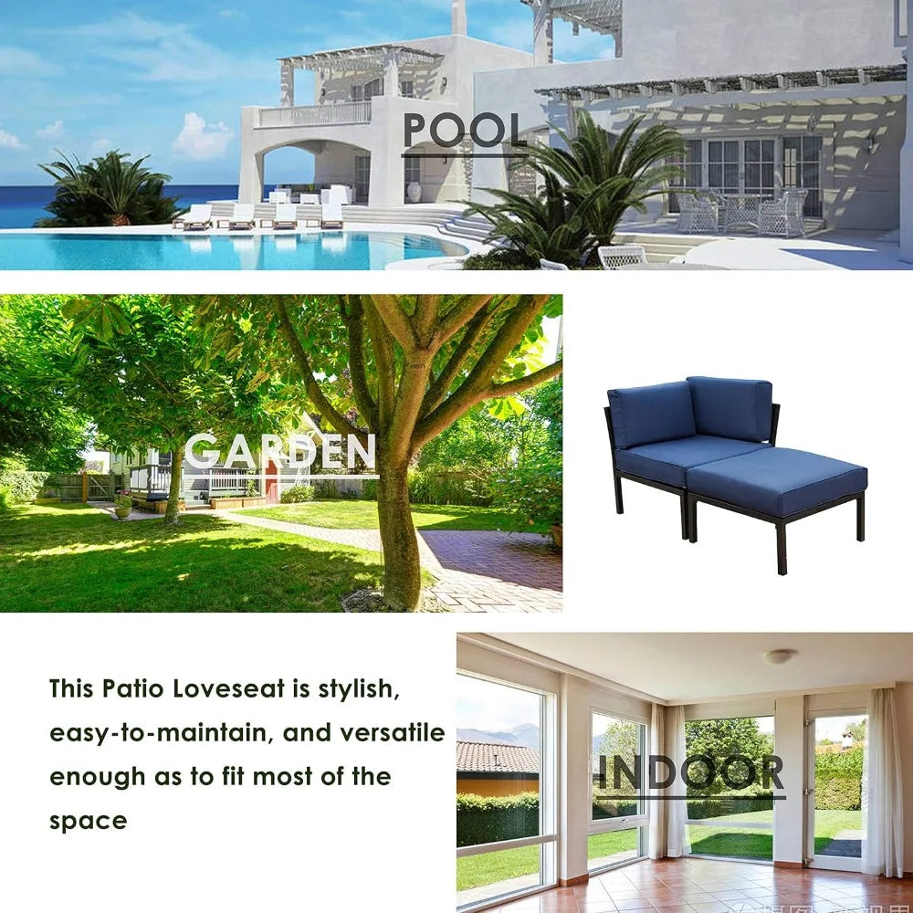 2 Piece Patio Sectional Corner Sofa With Ottoman