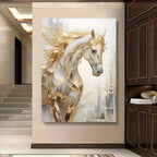 Modern Retro Golden Horse Painting