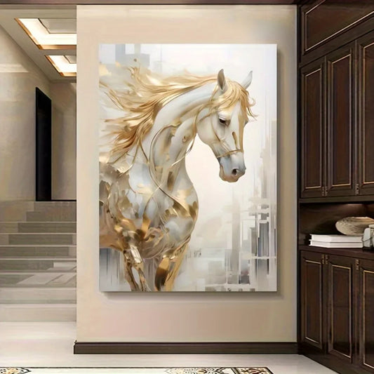 Modern Retro Golden Horse Painting