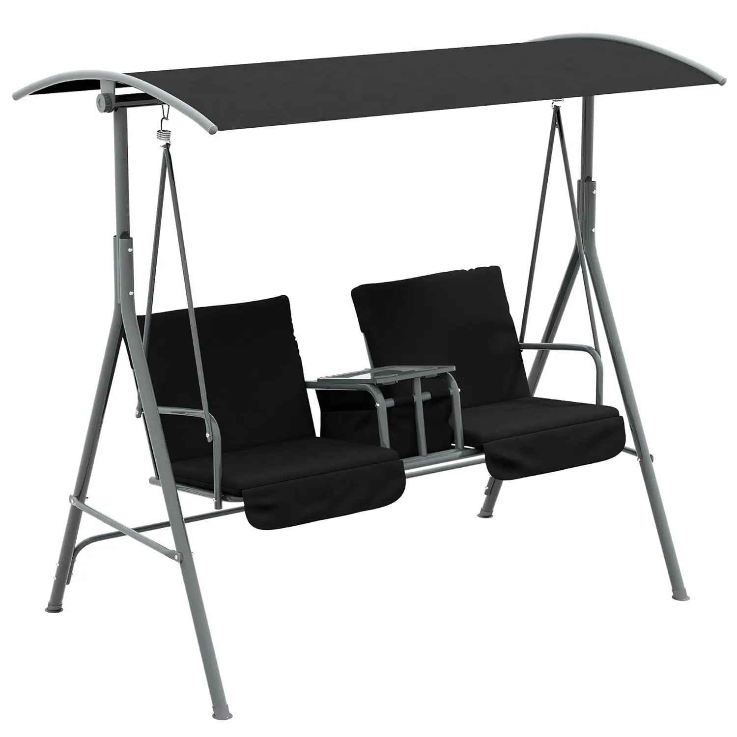 Porch Swing With Canopy Pivot Storage Table