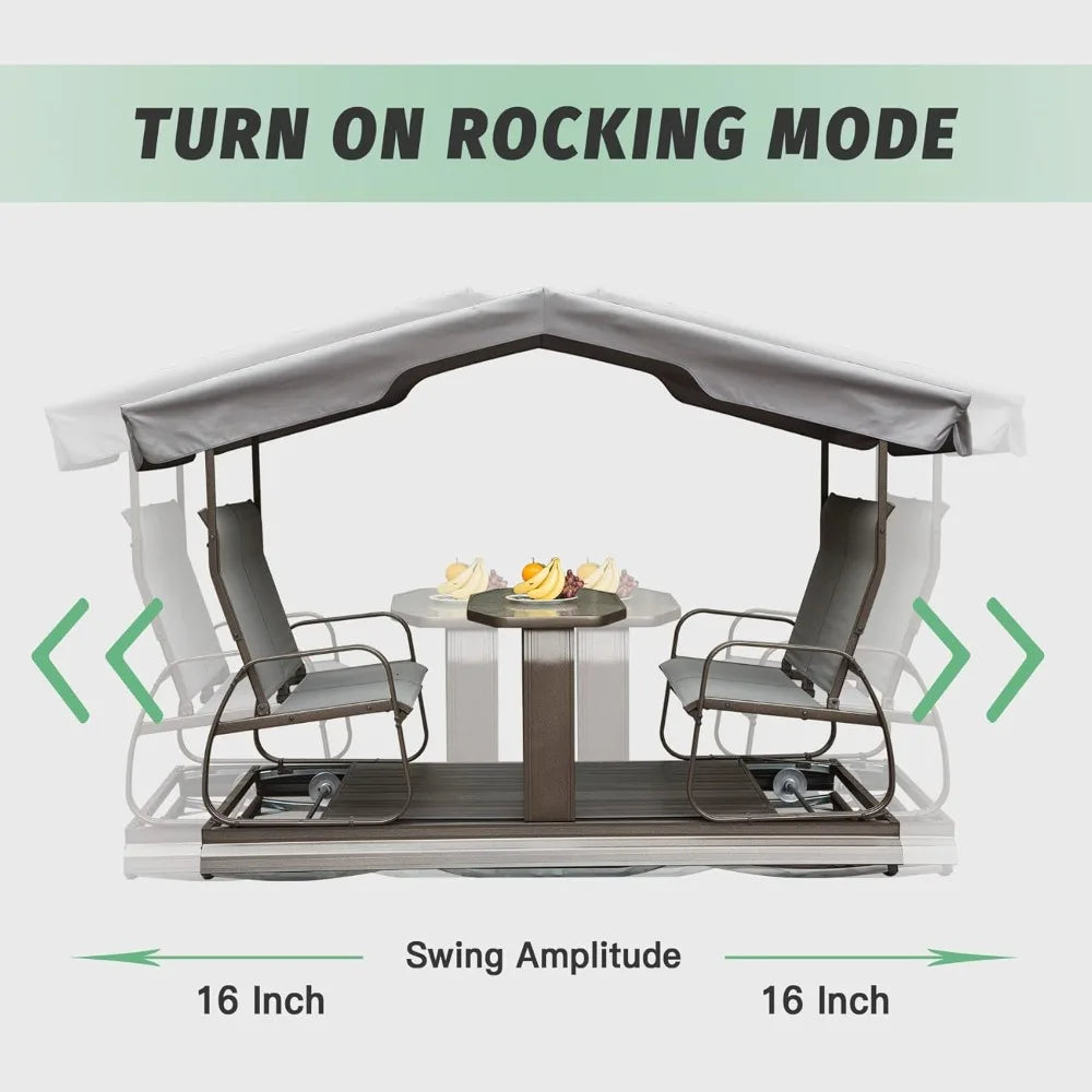 Domi 4-Seat Outdoor Glider Benches With Canopy
