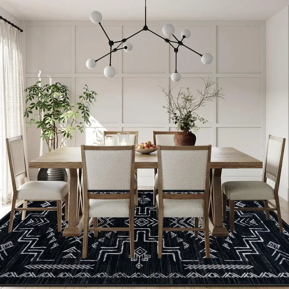 Black And White Area Rug, Moroccan Style