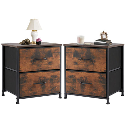 JHK Nightstand 2 Fabric Drawers Cabinet Furniture