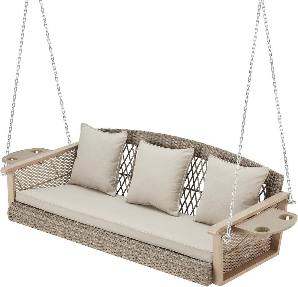 55 Inch Patio Hanging Swing Bench Chair