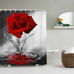 Red Rose Four-piece Shower Curtain Set