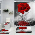 Red Rose Four-piece Shower Curtain Set