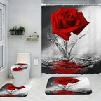 Red Rose Four-piece Shower Curtain Set
