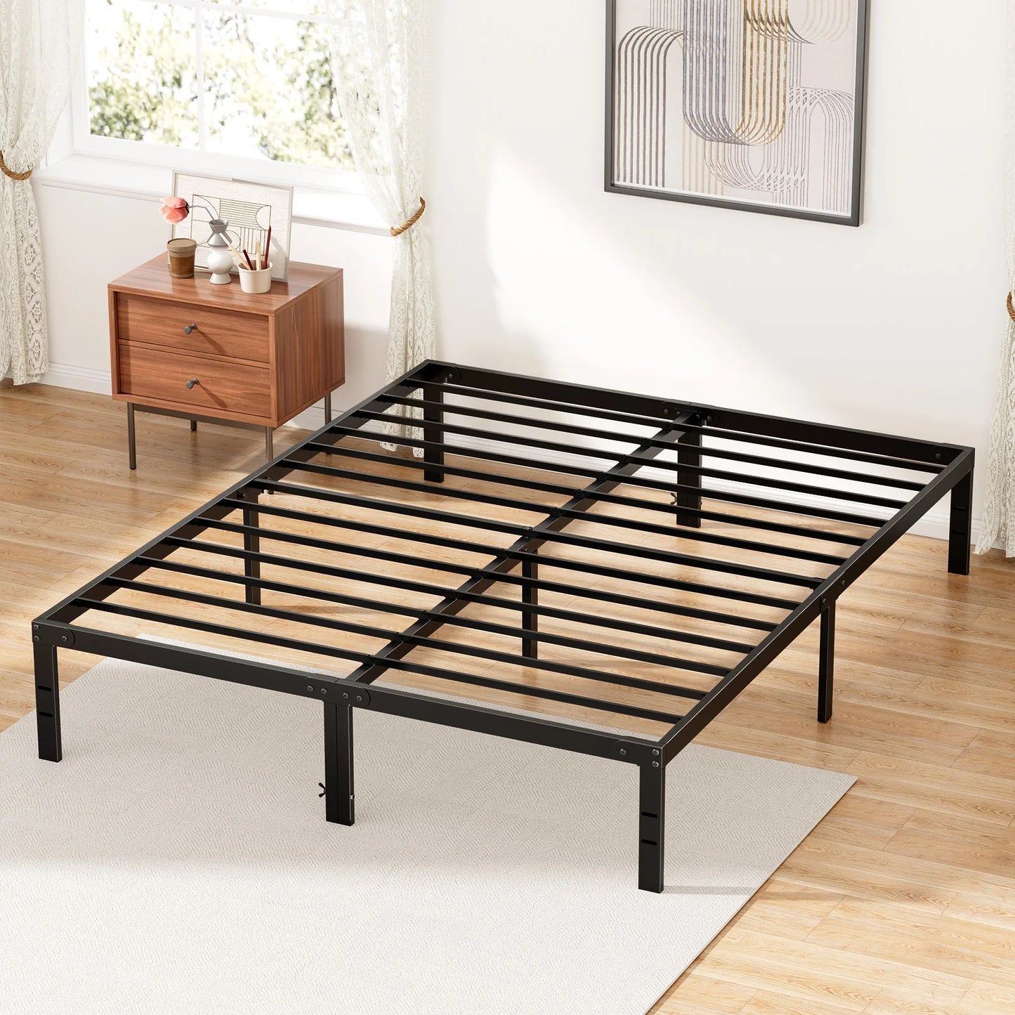 JHK Basic Bed Frame Metal Platform 350LBS