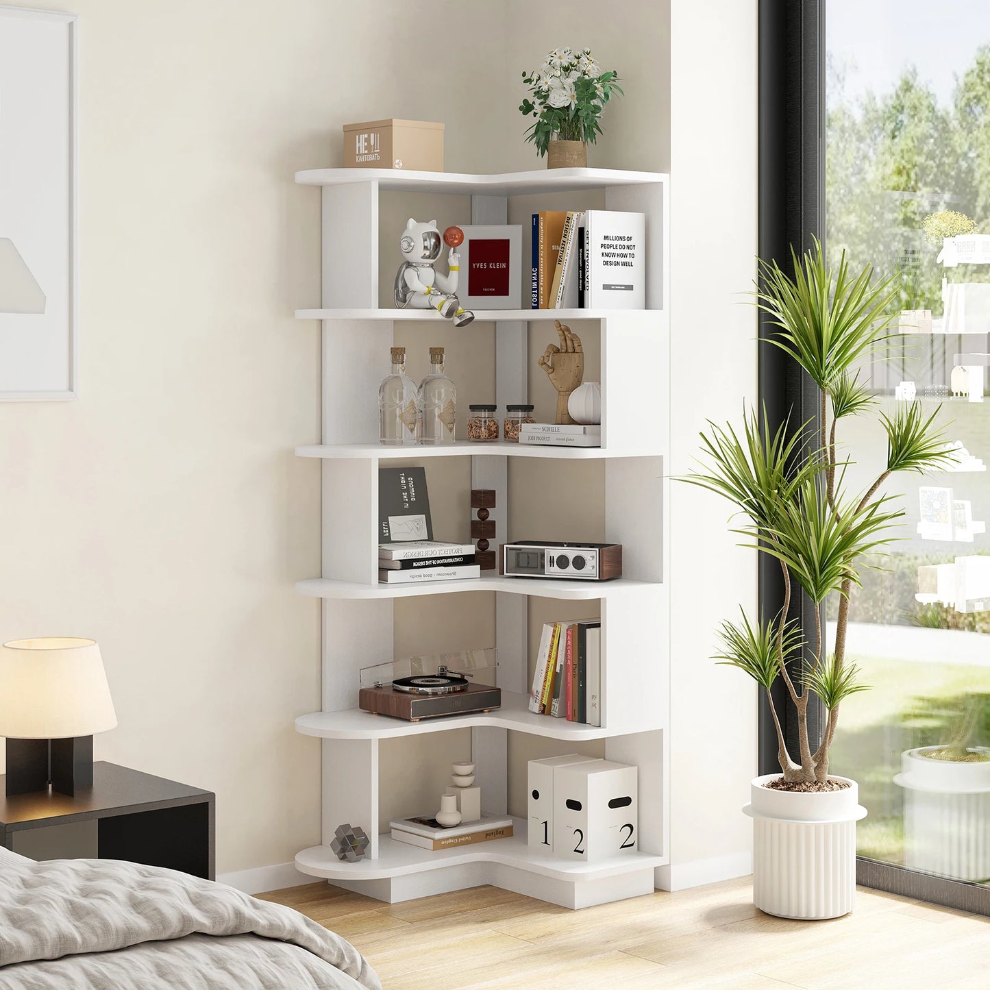 Corner Bookshelf WSpace-Saving Storage Shelf