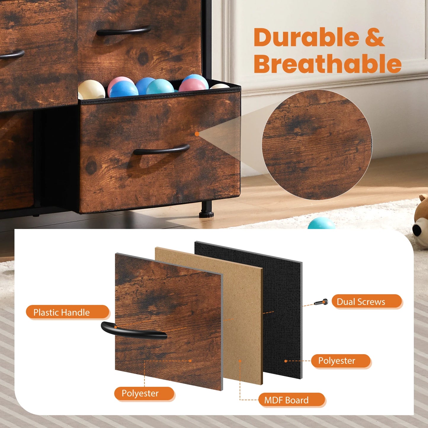 JHK Tall Wardrobe Chest With 9 Drawer