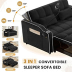 Modern 3-in-1 Convertible Velvet Sleeper Sofa Bed