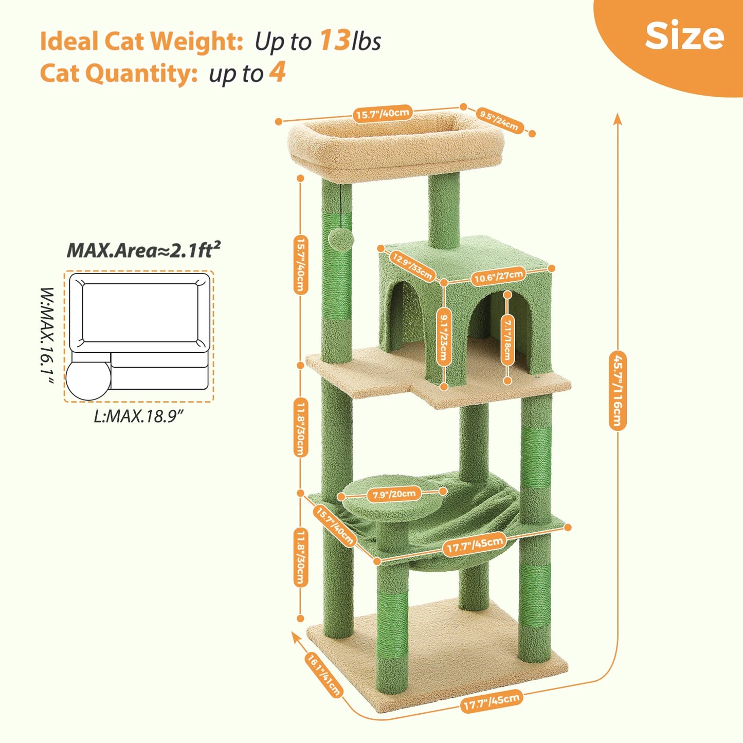 Cactus Cat Tree Tower For Large Cats
