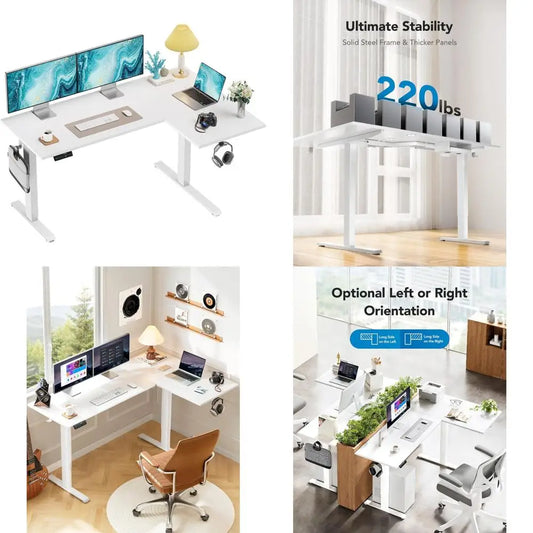 "L-Shaped Electric Standing Desk With Dual Motors