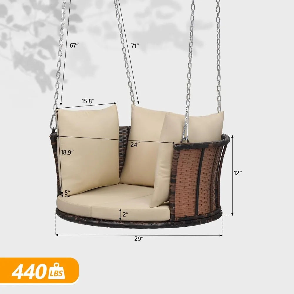 Indoor/Outdoor Round Rattan Porch Swing